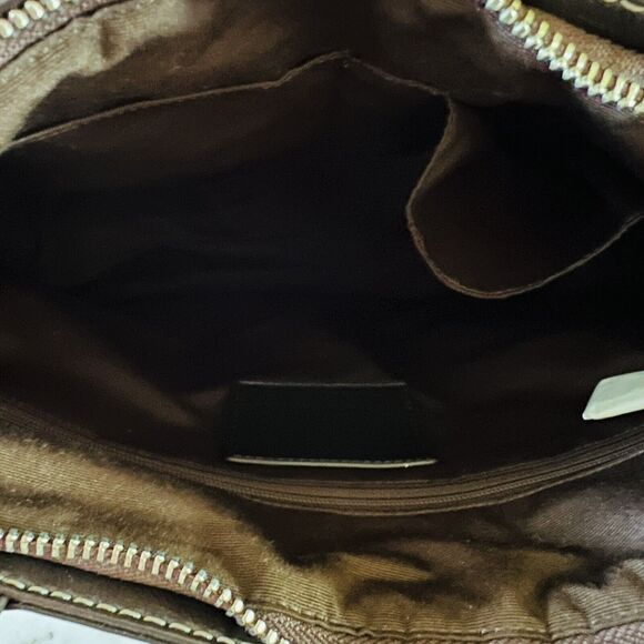 COACH Khaki Mahogany Signature Stripe Jacquard Tote Shoulder Bag - Picture 8 of 10